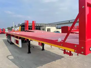Wosheng yeni veya kullanılan 40ft düz konteynır yatağı taşıma kamyon römork 40 feet 3 aks flatdeck yarı römork satılık