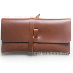 Trousse à crayons en cuir PU grande capacité, porte-stylos multifonctionnel, sac de rangement créatif pour pinceaux, cadeau promotionnel. - Product Image 2