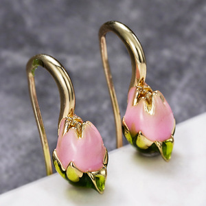 Orecchini Vintage a Forma di Tulipano per Donne, Accessori di Moda Floreali per Uso Quotidiano - Product Image 1