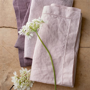 Stone-Wash-Baumwoll-Wandwäsche in Rot rosa schwarz staubig blau grün verbrannt orange französisches Leinen Hemstitch für Hochzeit Cocktail Abendessen - Product Image 3