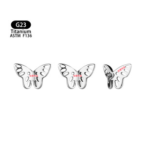 Butterfly Titanium ASTM F136 Hollow Threaded Earrings Lip <b>Studs</b> Ear <b>Cartilage</b> Piercing Jewelry - Product Image 5