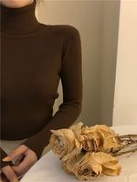 Nouveau pull en maille à col haut uni pour femme, automne et hiver