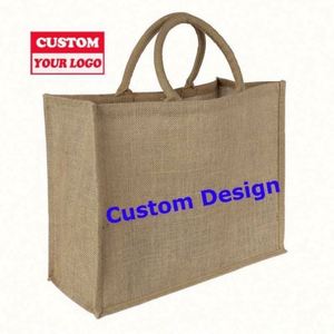 Wholesale Custom Eco-Friendly Tote <b>Bags</b> with Logo Natural Jute Material with Handle for Shopping Oem Options - Product Image 2