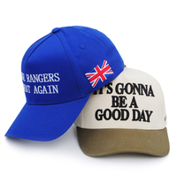 Soldes B2B : Casquette 5 panneaux vintage bleue structurée, personnalisable avec logo, style hip-hop, taille XL, pour sports de plein air et mode décontractée en coton