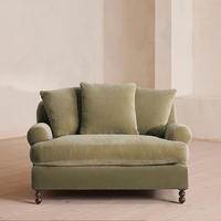 Canapé Chesterfield d'une place en velours Lichen, mobilier de luxe unique, avec support de conception CAO et service VIP 1-à-1.