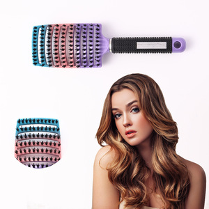 Cepillo de pelo curvo grande con cerdas de jabalí y agujas de nailon, forma ovalada, suave y delicado para el cuidado del cabello de la población en general - Product Image 5
