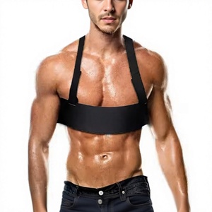 Ceinture de soutien pectoral en néoprène respirante pour homme, idéale pour la gym et le fitness, compression, noir - Product Image 3