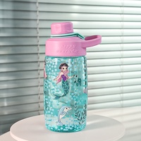 Bouteille d'eau sport pour enfant 500 ml en PC, anti-fuite et réutilisable avec poignée et bouchon à bouton, design portable