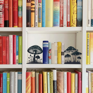 AK Brass Mushroom Metal <b>Bookends</b> Set of 2 Black Powder Coated Finish Decorative Book Holders for Living Room Table Decor - Product Image 2