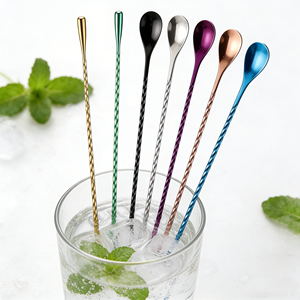 Cuchara mezcladora de acero inoxidable 304 con mango largo para cócteles, té con leche y café - Product Image 3