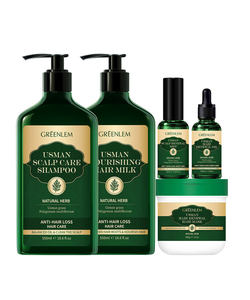 Ensemble de réparation capillaire professionnel Greenlem Usman - Shampooing et après-shampoing à base de plantes sans sulfate, hydratant, antipelliculaire pour cheveux abîmés - Product Image 1