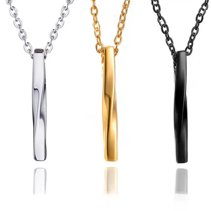 Korean version of the long bar jewelry creative twisted titanium steel geometric decoration men's accessories clavicle chain