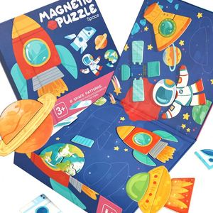 Ensemble de puzzles magnétiques en papier colorés sur le thème de l'espace pour enfants de 2 ans et plus, s'attachent aux réfrigérateurs et aux tableaux blancs - Product Image 6