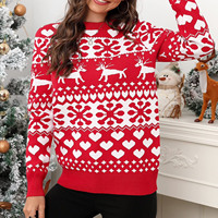 Sweater Natal Kasual Wanita Musim Dingin dengan Bahan Rajut Polyester/Nylon yang Ringan dan Nyaman, Anti Kusut, Anti Bulu, Modern
