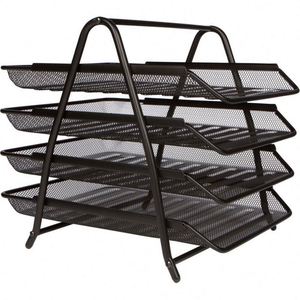 Mesh Metal Desk Organiser 4 Tier <b>File</b> Rack Letter <b>Tray</b> A4 Papers Documents Holder Desk Organizer - Product Image 5
