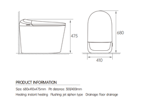 <span class=keywords><strong>WC</strong></span> intelligent moderne à double chasse, en céramique, auto-nettoyant, compact, à poser au sol, pour salle de bain, électronique automatique - Product Image 5