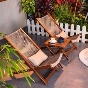 Outdoor Rattan Contemporary Chaise Lounge <b>Chair</b> Set Foldable Adjustable Home Furniture for Balcony <b>Garden</b> Leisure - Product Image 3