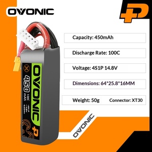 โอโวนิค 450mAh 100C 4S 14.8V แบตเตอรี่ลิโป XT30 สำหรับไม้จิ้มฟัน Tinywhoop FPV โดรน - Product Image 5