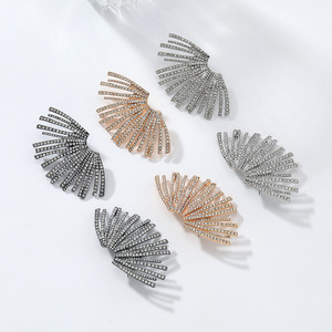 Orecchini a ventaglio geometrici vintage alla moda 2026 con diamanti, orecchini a ventaglio irregolari con strass, <span class=keywords><strong>gioielli</strong></span> - Product Image 4