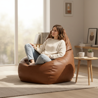 Housse de pouf-lit inclinable fonctionnelle à dossier haut en similicuir pour mobilier de jardin et de maison, pour remplissage DIY avec rangement