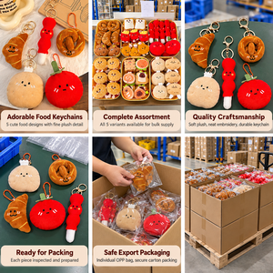 Llavero de Peluche con Forma de Comida, Juguete de Peluche Suave 3D, Colgante de Croissant, Pretzel, Hamburguesa, Panecillo, Tomate para Regalo - Product Image 6