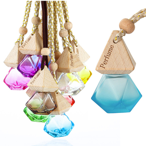 8ML Rhombic Hanging Colored <b>Car</b> Perfume Bottle Air Freshener with Wooden Lid - Product Image 3