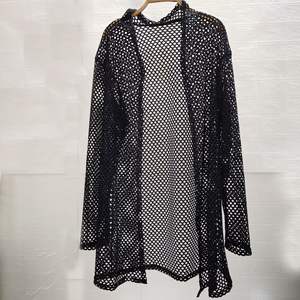 قميص رجالي مثير كبير شال أجوف متوسط الطول سترة شبكة منظور قميص طويل الأكمام - Product Image 4