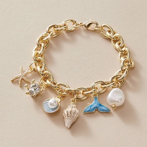 Bracelet de luxe style bohème pour les vacances, avec pendentifs perle, coquillage et étoile de mer, bracelet DIY pour femme, bijoux de plage tendance - Product Image 2