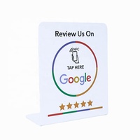 Support de table NFC pour avis Google, carte de menu, vente en gros, support de menu de table en forme de L RFID NFC, présentoir PVC noir et blanc