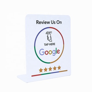 Soporte de mesa NFC para tarjetas de reseñas de Google, menú, venta al por mayor, RFID, NFC, soporte de exhibición de PVC en forma de <span class=keywords><strong>L</strong></span> para mesa, negro y blanco - Product Image 4
