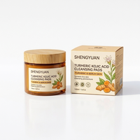 Tampons nettoyants exfoliants pour le visage au curcuma fermenté et à l'acide kojique pour hommes, contrôle du sébum, resurfaçage, marque privée, en vrac