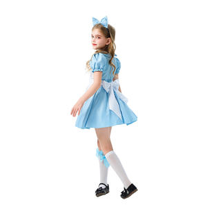 Disfraz de <span class=keywords><strong>Princesa</strong></span> Estilo Pastoral para Niñas, Vestido de Poliéster Inspirado en Alice, con Delantal, Lazo y Calcetines, para Halloween - Product Image 3