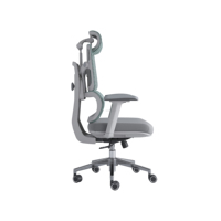 Chaise de bureau ergonomique pivotante moderne avec soutien lombaire, dossier en maille, appui-tête réglable en hauteur, structure en alliage d'aluminium, pour atelier et bureau à domicile