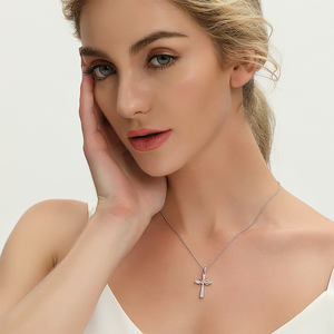 S925 argento non sbiadito croce collana per le donne di vendita calda moda retrò placcato oro catena di clavicola all'ingrosso - Product Image 5