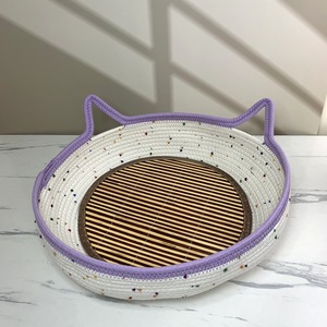 Cat <b>Bed</b> Round Cotton Rope Scratch Resistant Washable Pet Sleeping <b>Nest</b> For Cats - Product Image 3