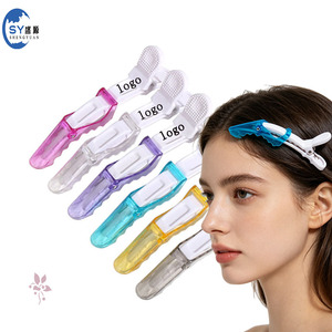 Pinces à cheveux professionnelles en gros pour femmes, en forme d'alligator, transparentes <span class=keywords><strong>avec</strong></span> cristaux, logo personnalisé, outils de <span class=keywords><strong>coiffure</strong></span> pour salons de beauté et barbiers - Product Image 1