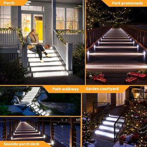 Lámpara Solar para Escaleras de 3 LED, Panel de PET Monocristalino, Luz para Escalones, Lámpara Solar Duradera de ABS para Exteriores, para Terraza, Patio - Product Image 5