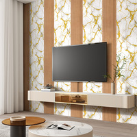 Papier peint auto-adhésif, marbre veiné doré, panneau cannelé 3D, décoratif, autocollant mural à coller et à décoller pour la décoration intérieure de la pièce
