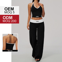 Nouvel ensemble de yoga brossé style halter, contraste de couleurs, taille haute, contrôle du ventre, lifting des hanches, séchage rapide, tenue de sport pour femme