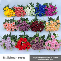 Arrangement de bouquet de fleurs artificielles pour mariage, 18 têtes, fleurs en soie artificielle, rouge, bleu, rose, centre de table