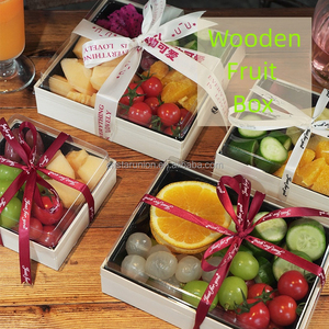 Usine personnalisé jetable pique-nique boîtes <span class=keywords><strong>en</strong></span> <span class=keywords><strong>bois</strong></span> gâteau aux fruits Sushi boulangerie salade noix boîte alimentaire couvercle transparent emballage étui - Product Image 6