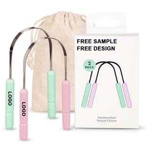 Yetişkinler için özel Logo dil kazıyıcı çocuklar durumda paslanmaz çelik dil temizleyici keten seyahat kılıfı Scrubber kaldırmak için dil - Product Image 1