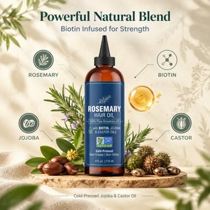 Olio per Capelli al Rosmarino con Spazzola Ergonomica per Massaggio Facilitato e Assorbimento Nutritivo del Cuoio Capelluto - Product Image 3