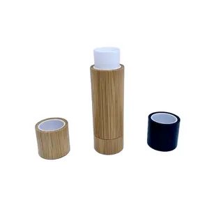 Tubes vides en bambou de rouge à lèvres, conteneurs rechargeables de tube de baume à lèvres de 5.5g DIY