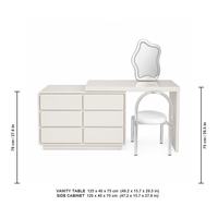 Ensemble de coiffeuse avec commode à 6 tiroirs, table de coiffeuse blanche crème avec plateau et tiroirs, coiffeuse en MDF E1 pour la chambre à coucher, décoration de la maison