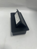 Prise de bureau escamotable T266-4P, prise américaine à 3 broches, en aluminium noir, style ouvert, pour table