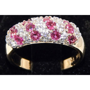 Anello con pavè 14k oro rubino e diamanti - Product Image 3