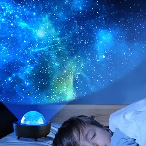 Yıldız yıldızlı ışık projektör ve lazer tedavisi beyaz gürültü uyku makinesi bebek uyku yardım makinesi ile 7 renk ışık