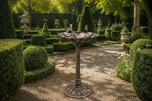 Bain d'oiseaux festonné en résine, finition bronze antique, résistant aux intempéries, sur piédestal, alimenté à <span class=keywords><strong>l</strong></span>'énergie solaire, écologique, pour oiseaux aquatiques - Product Image 5