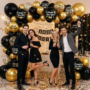 Palloncini per Capodanno, Palloncini Neri e Dorati con Stampa di <span class=keywords><strong>Buon</strong></span> <span class=keywords><strong>Anno</strong></span>, Palloncini con Coriandoli per Decorazioni di Capodanno, Laurea e Compleanno - Product Image 6